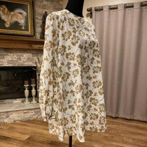 INSIRAH Turkish Women's Floral Tunic Dress Long Sleeve Viscose Size S/M CUTE!